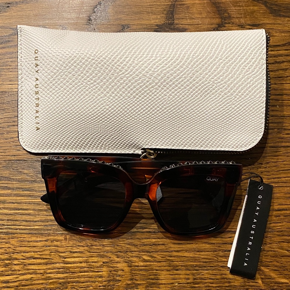 Quay Australia Brown Spiked Sunglasses with White Case